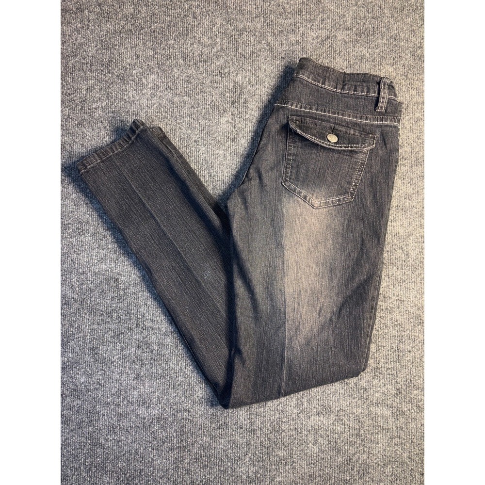 Rush Jeans Women's 5/6 black Regular Fit Double Stitch Dark Wash Skinny‎ Leg